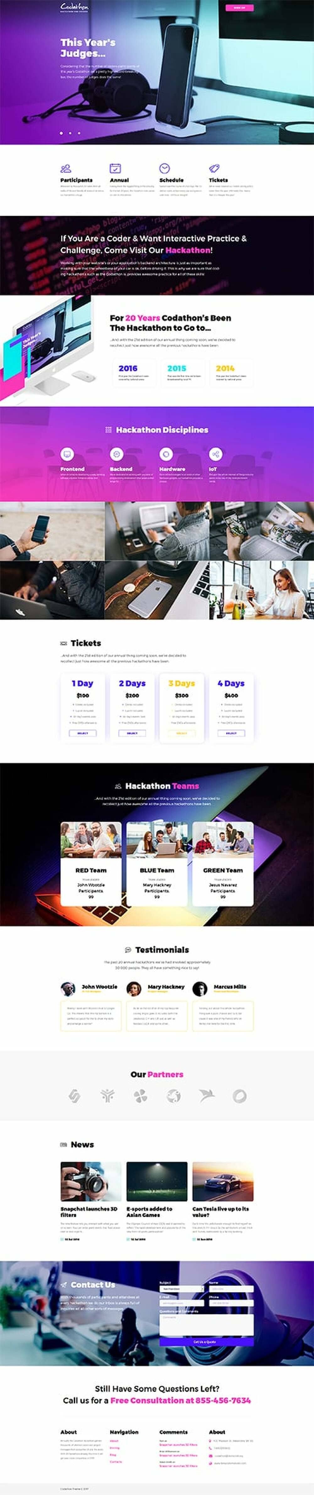 Codathon - Hackathon for Coders Landing WordPress Theme