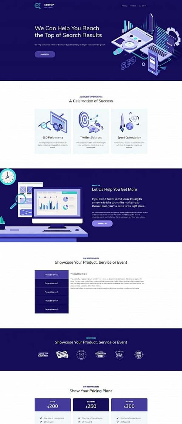 SEO Agency MotoCMS 3 Landing Page Template