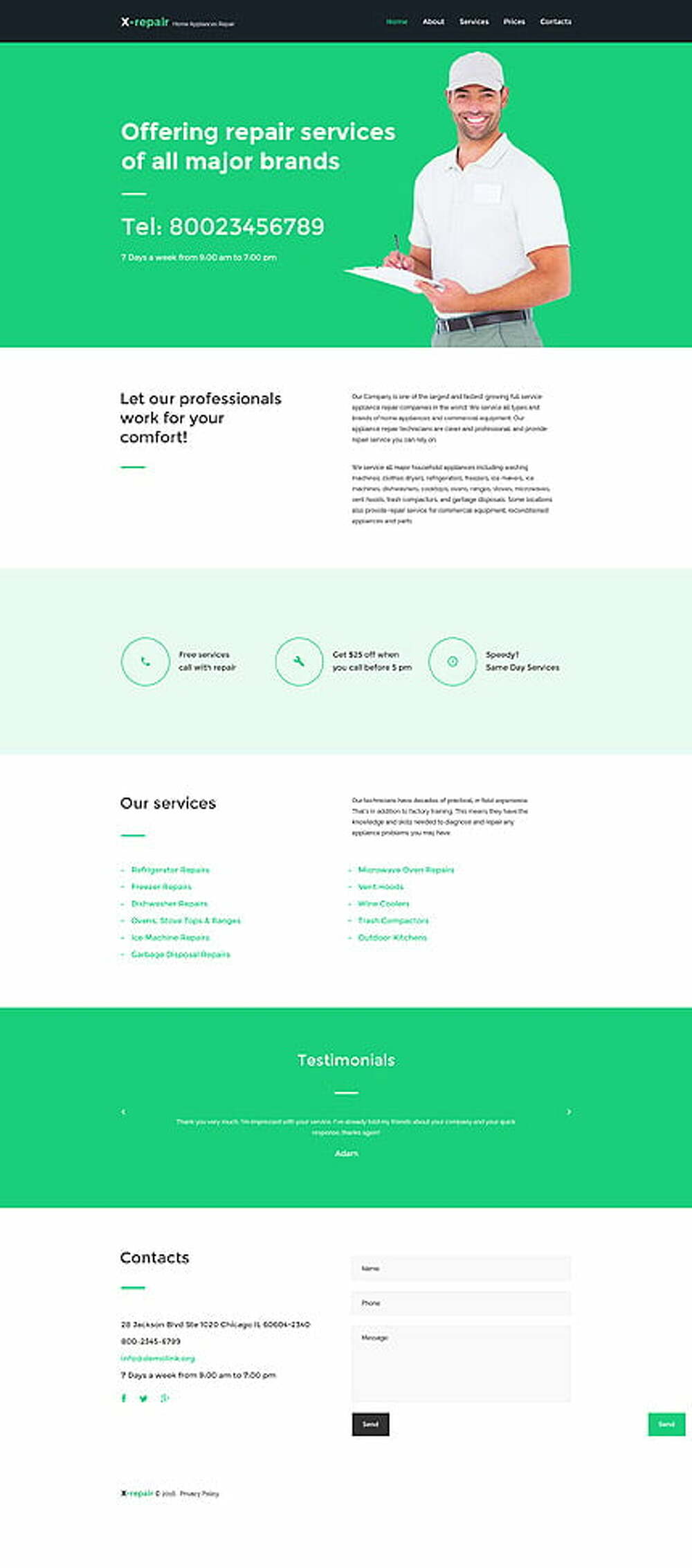 X repair Website Template