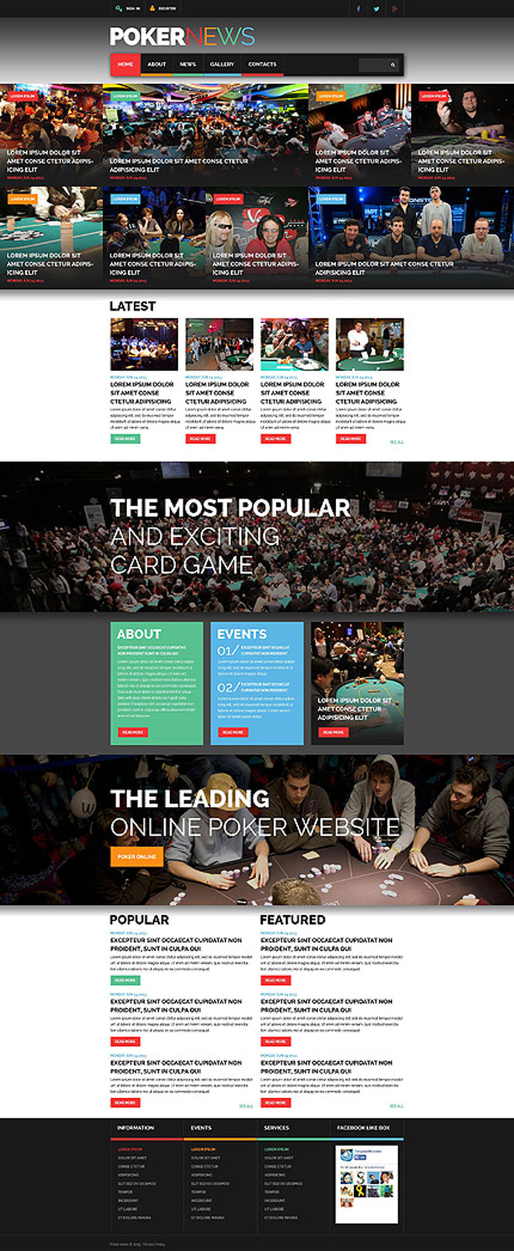 Online Poker  Layout